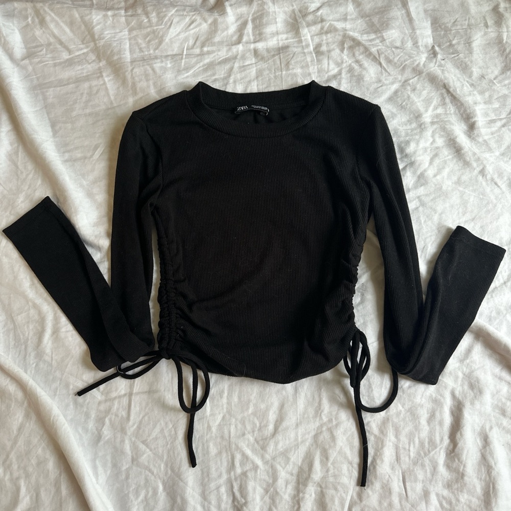 Zara Black Long Sleeve Ruched
